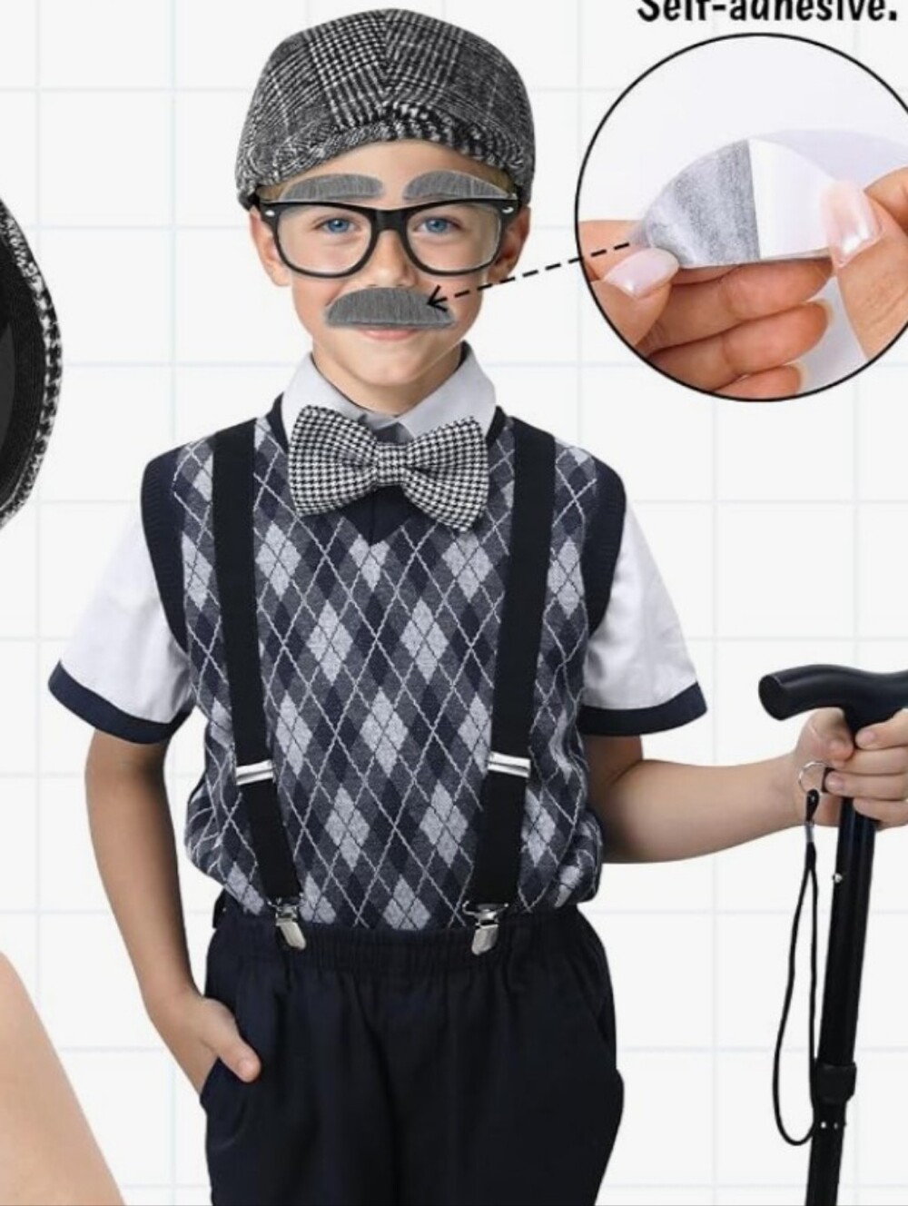 Boys Old Man 4 Pc Halloween Costume Sz 4-6